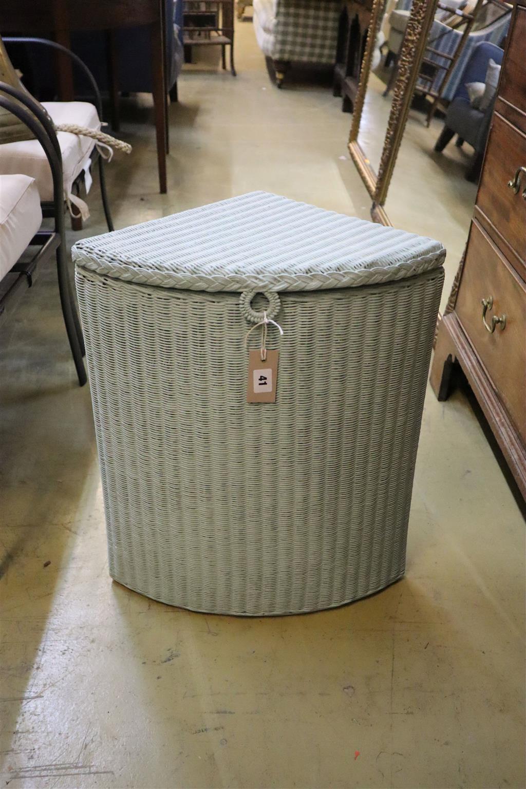 Two pairs of Lloyd Loom chairs and a linen box